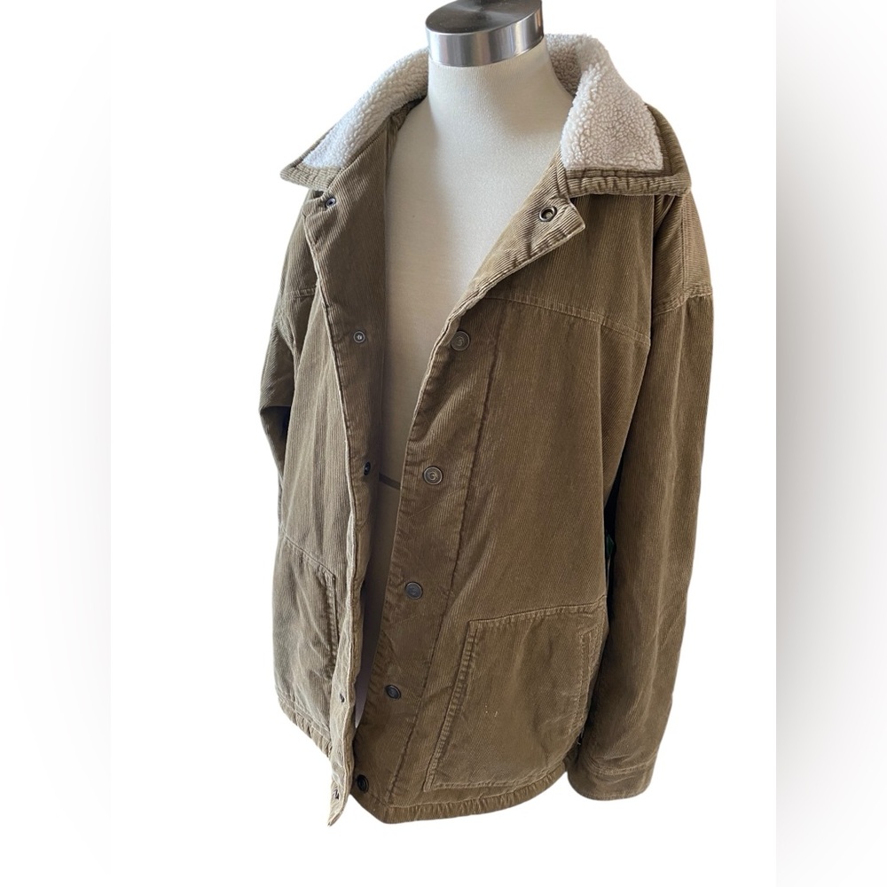 BULLHEAD Corduroy Jacket Men's L sherpa Button Front Dark Tan workwear outdoors